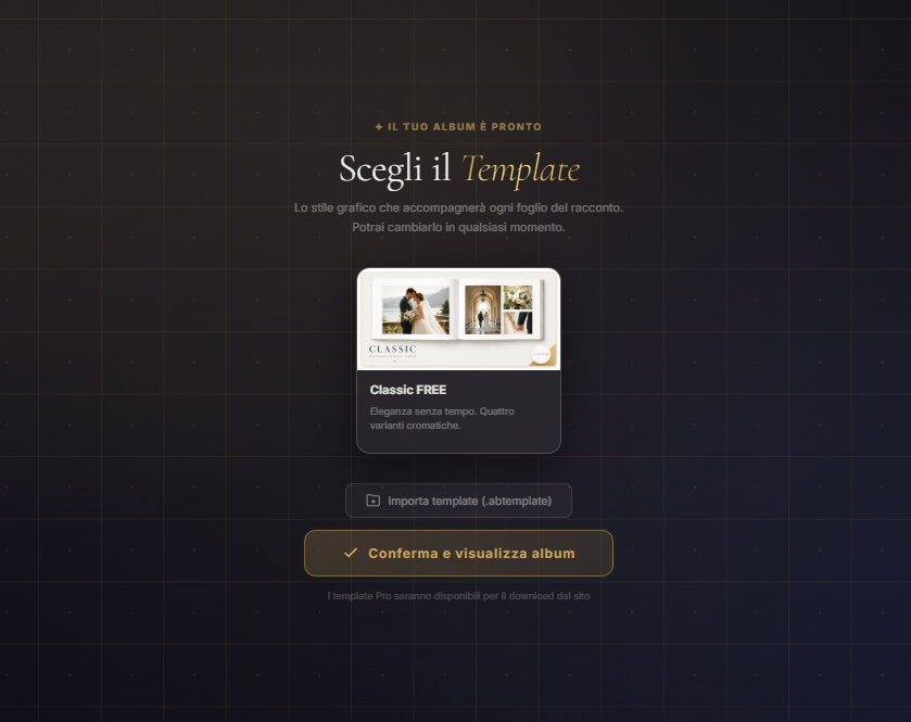 Selezione template grafico in AlbumBuilder PRO